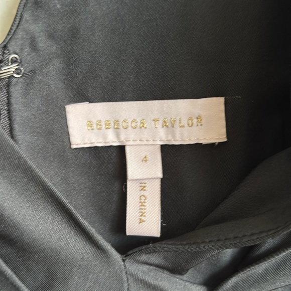 Rebecca Taylor Sleeveless Taffeta Black Tulip Ruffle Dress Size 4 - Picture 7 of 11